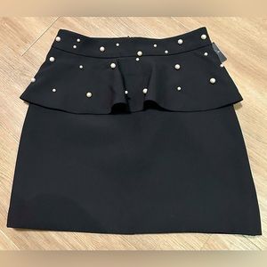 Zara Pearl Embellished Black Skirt